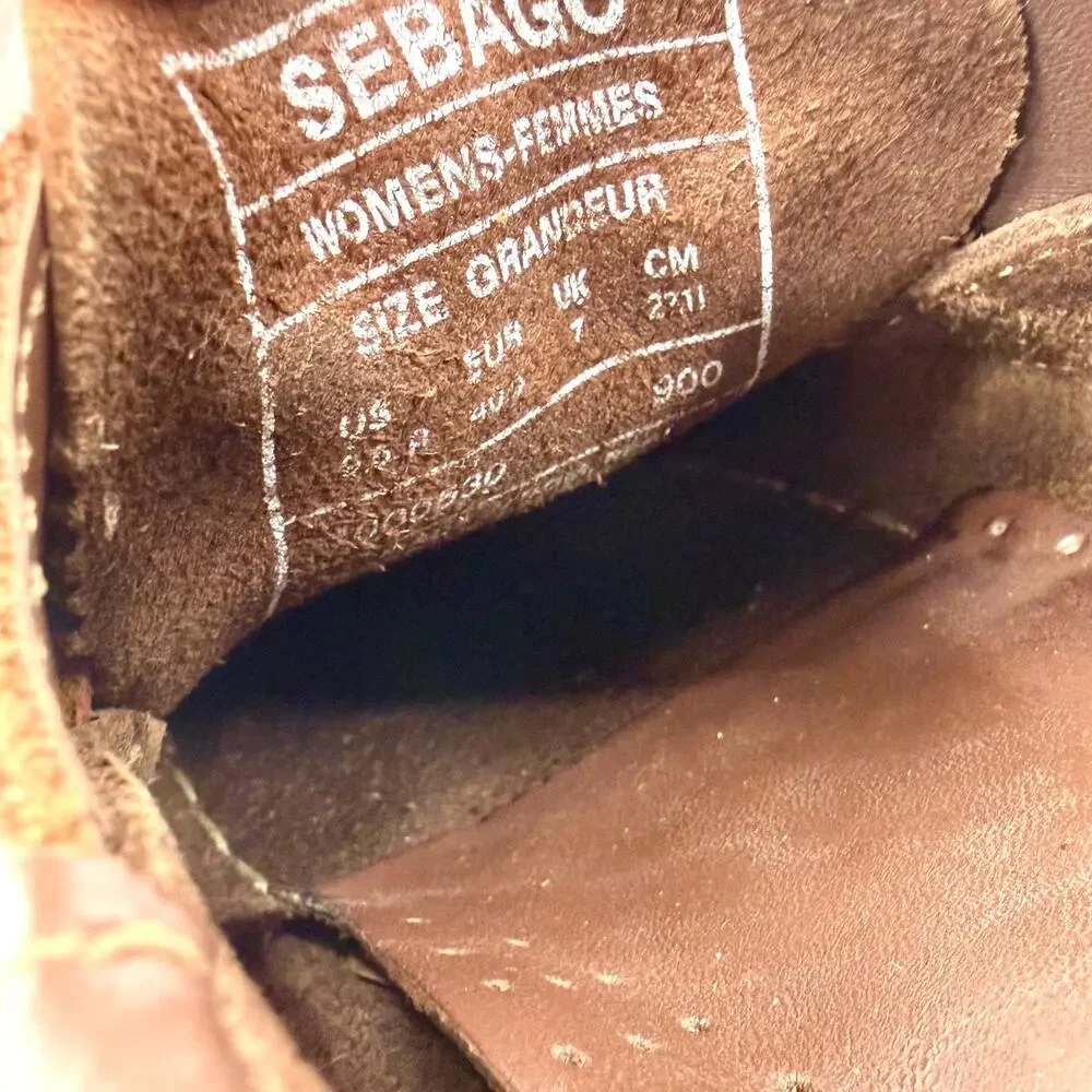 Sebago Docksides Brown Genuine Leather Womens Boat Shoes